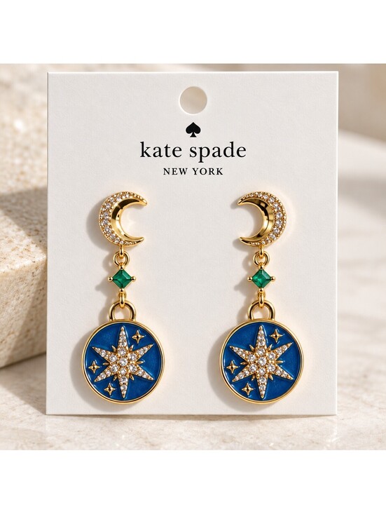 kate spade Jewelry - Kate Spade Moon and Stars Drop Earrings